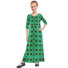 Butterflies In Fresh Green Environment Kids  Quarter Sleeve Maxi Dress by pepitasart