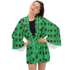 Butterflies In Fresh Green Environment Long Sleeve Kimono by pepitasart