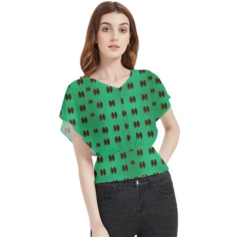 Butterflies In Fresh Green Environment Butterfly Chiffon Blouse by pepitasart