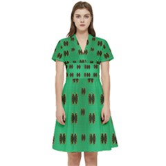 Butterflies In Fresh Green Environment Short Sleeve Waist Detail Dress by pepitasart