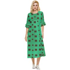 Butterflies In Fresh Green Environment Double Cuff Midi Dress by pepitasart