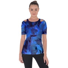 Peony In Blue Shoulder Cut Out Short Sleeve Top