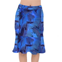 Peony In Blue Short Mermaid Skirt