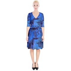 Peony In Blue Wrap Up Cocktail Dress