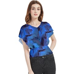 Peony In Blue Butterfly Chiffon Blouse