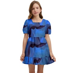 Peony In Blue Kids  Short Sleeve Dolly Dress by LavishWithLove