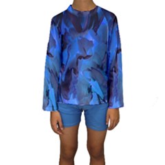 Peony In Blue Kids  Long Sleeve Swimwear