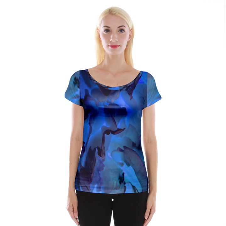 Peony in Blue Cap Sleeve Top