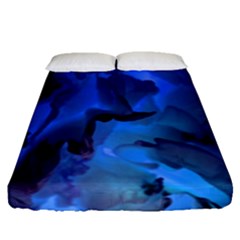 Peony In Blue Fitted Sheet (queen Size)