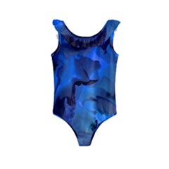 Peony In Blue Kids  Frill Swimsuit