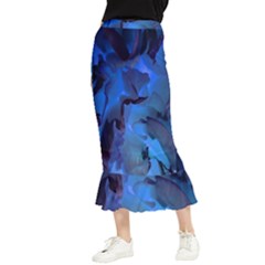 Peony In Blue Maxi Fishtail Chiffon Skirt