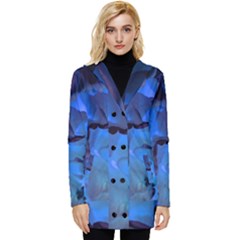 Peony In Blue Button Up Hooded Coat 