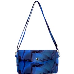 Peony In Blue Removable Strap Clutch Bag