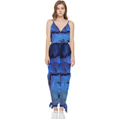 Peony In Blue Sleeveless Tie Ankle Chiffon Jumpsuit