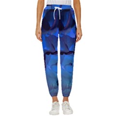 Peony In Blue Cropped Drawstring Pants