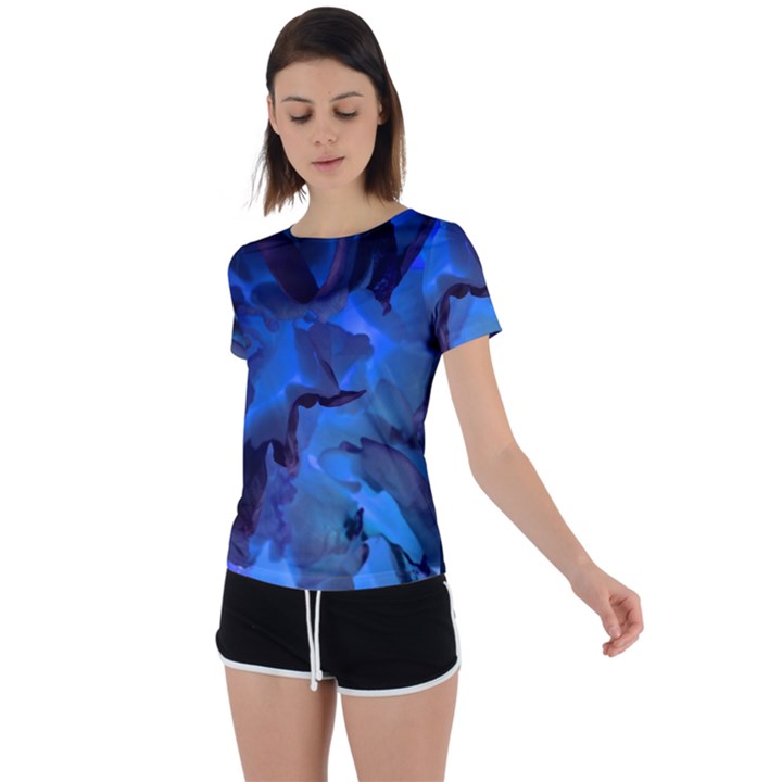 Peony in Blue Back Circle Cutout Sports Tee