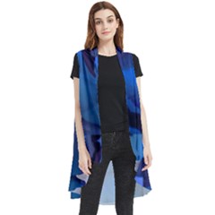 Peony In Blue Sleeveless Chiffon Waistcoat Shirt