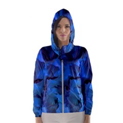 Peony In Blue Women s Hooded Windbreaker