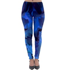 Peony In Blue Lightweight Velour Leggings by LavishWithLove