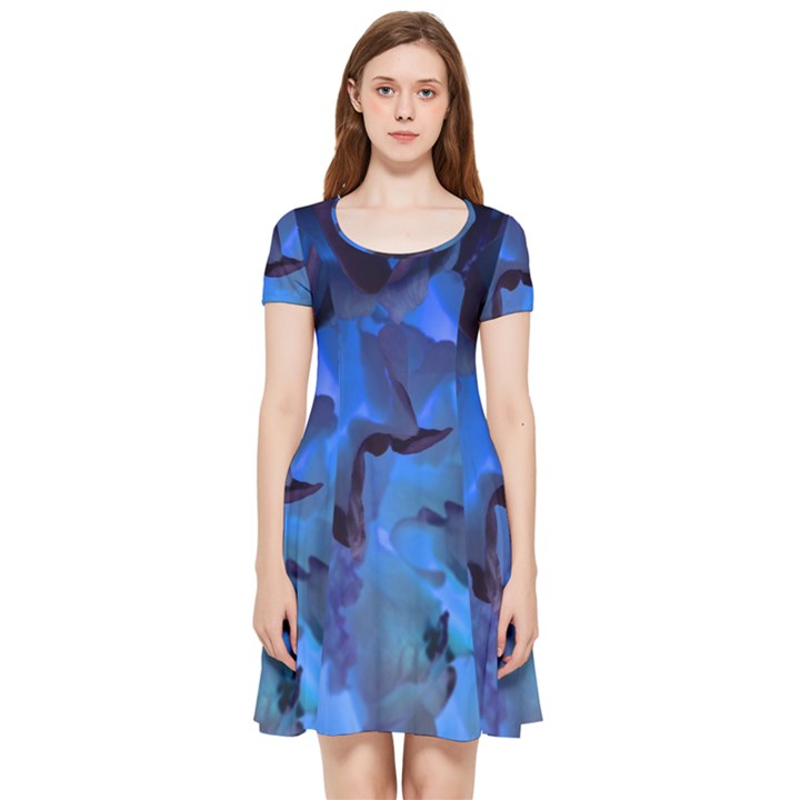 Peony in Blue Inside Out Cap Sleeve Dress