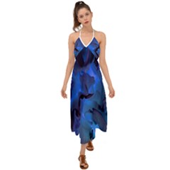 Peony In Blue Halter Tie Back Dress  by LavishWithLove