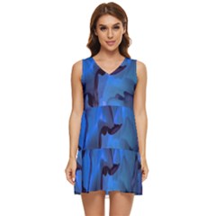 Peony In Blue Tiered Sleeveless Mini Dress