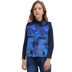 Peony In Blue Kid s Short Button Up Puffer Vest	