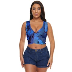 Peony In Blue Women s Sleeveless Wrap Top