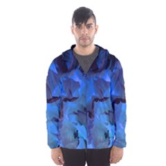 Peony In Blue Men s Hooded Windbreaker