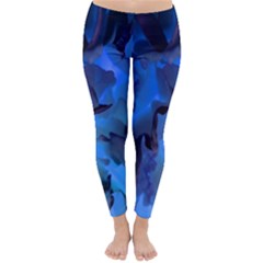 Peony In Blue Classic Winter Leggings