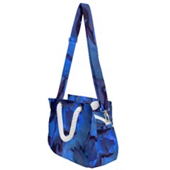 Peony In Blue Rope Handles Shoulder Strap Bag by LavishWithLove