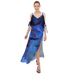 Peony In Blue Maxi Chiffon Cover Up Dress