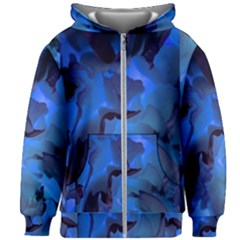 Peony In Blue Kids  Zipper Hoodie Without Drawstring