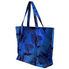 Peony In Blue Zip Up Canvas Bag