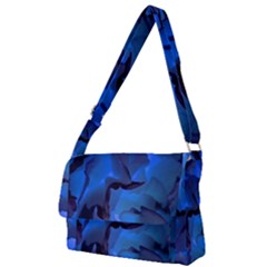 Peony In Blue Full Print Messenger Bag (l)