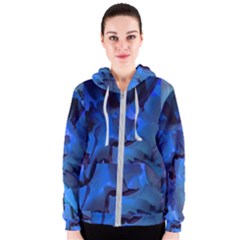 Peony In Blue Women s Zipper Hoodie