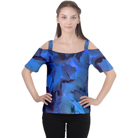 Peony In Blue Cutout Shoulder Tee by LavishWithLove