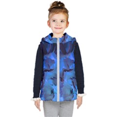 Peony In Blue Kids  Hooded Puffer Vest