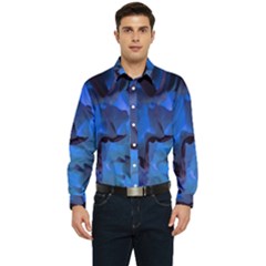 Peony In Blue Men s Long Sleeve  Shirt