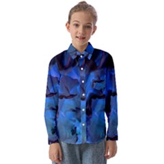 Peony In Blue Kids  Long Sleeve Shirt