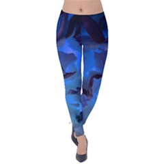 Peony In Blue Velvet Leggings