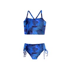 Peony In Blue Girls  Tankini Swimsuit