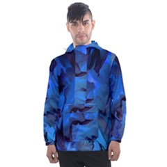 Peony In Blue Men s Front Pocket Pullover Windbreaker by LavishWithLove