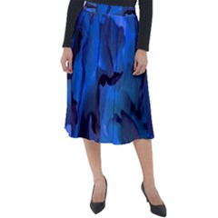 Peony In Blue Classic Velour Midi Skirt  by LavishWithLove