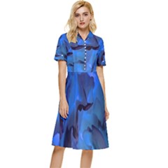 Peony In Blue Button Top Knee Length Dress