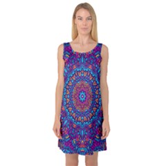 Vibrant Violet Mandala Sleeveless Satin Nightdress by lujastyles