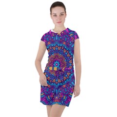 Vibrant Violet Mandala Drawstring Hooded Dress by lujastyles