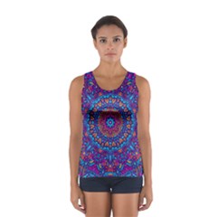 Vibrant Violet Mandala Sport Tank Top  by lujastyles