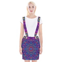 Vibrant Violet Mandala Braces Suspender Skirt by lujastyles