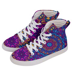 Vibrant Violet Mandala Women s Hi-top Skate Sneakers by lujastyles